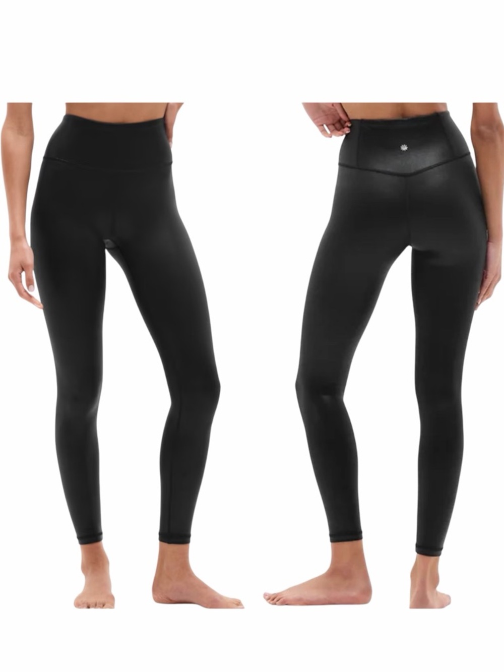 ATHLETA Elation Matte Foil Shine 7/8 Tight — XS — Black — EUC!